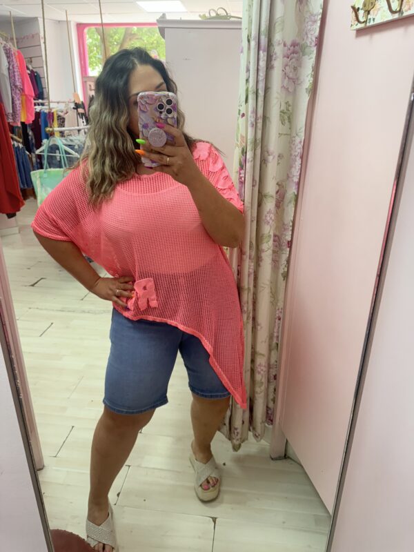 Camiseta rejilla rosa fluor - Imagen 3