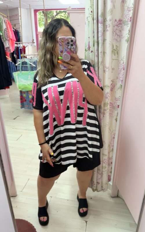 Camiseta rayas pink