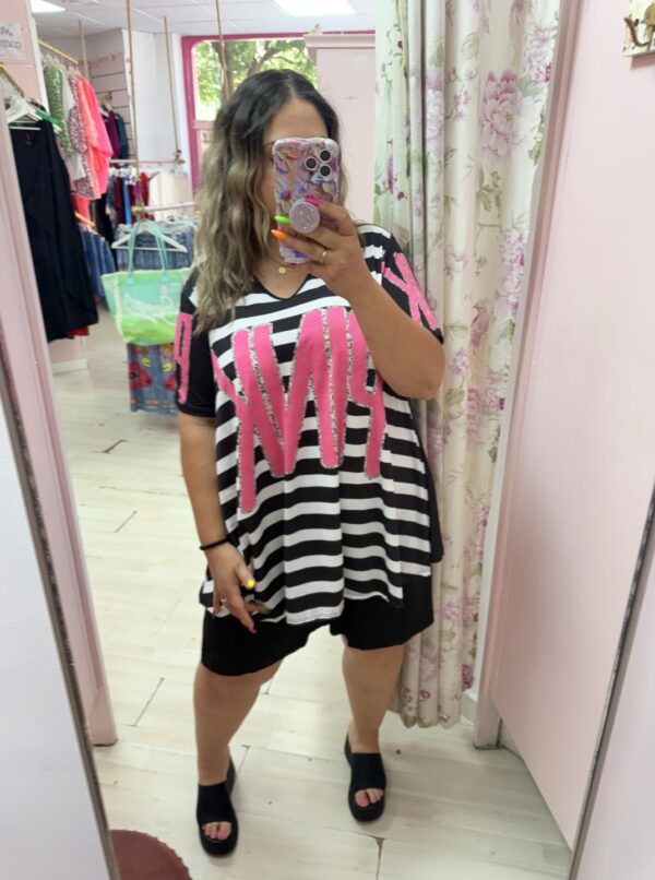 Camiseta rayas pink