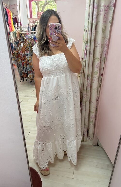 Vestido blanco boho perforado