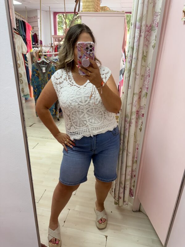 Camiseta encaje manga blanca - Imagen 4