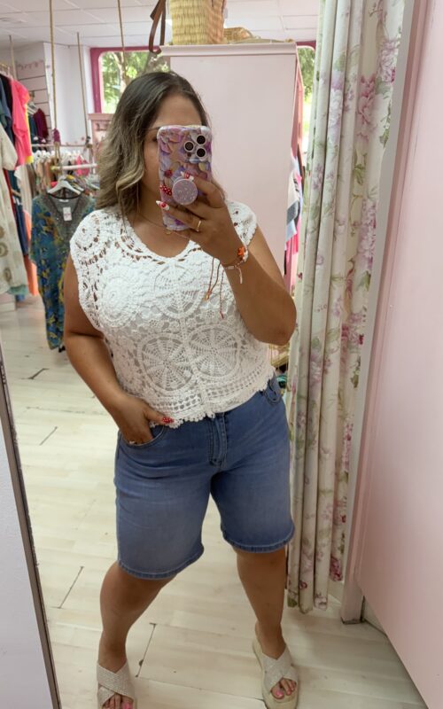 Camiseta encaje manga blanca