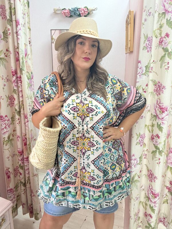 Vestido indio turquesa - Imagen 2