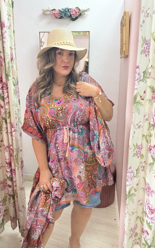 Conjunto bolso+pareo+vestido rosa