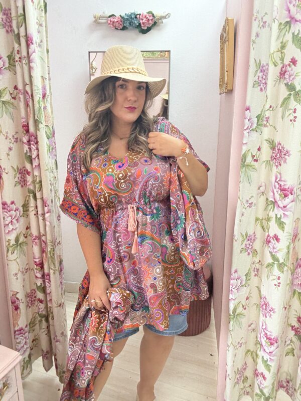 Conjunto bolso+pareo+vestido rosa