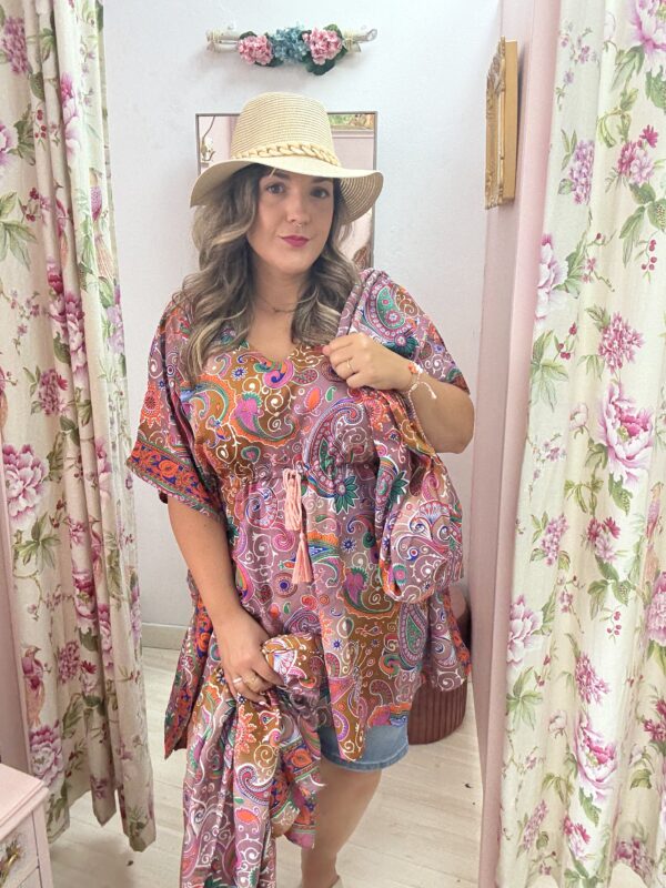 Conjunto bolso+pareo+vestido rosa - Imagen 3