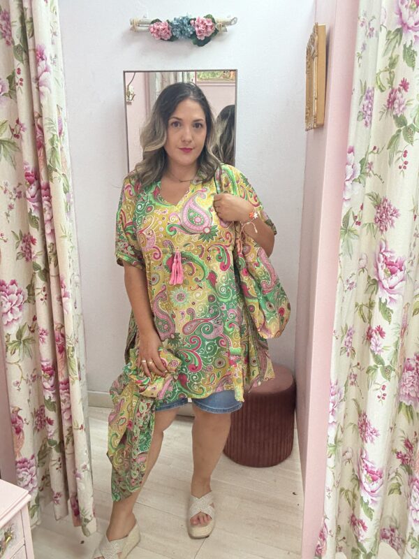 Conjunto bolso+pareo+vestido amarillo - Imagen 3