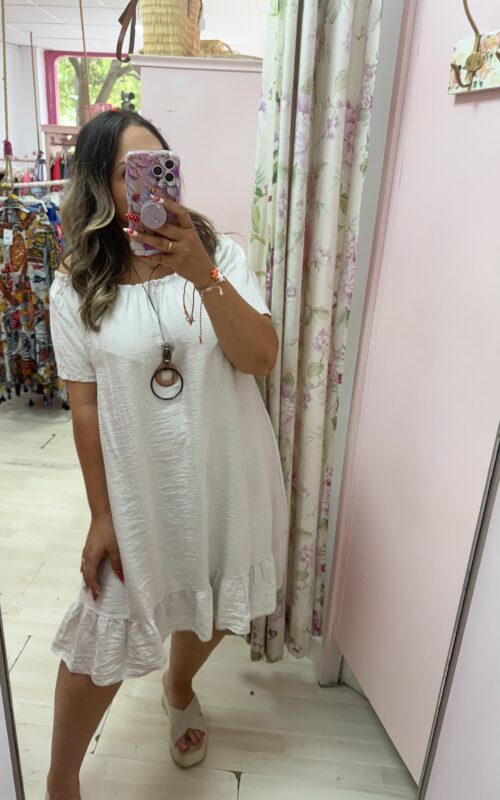 Vestido beige rizo