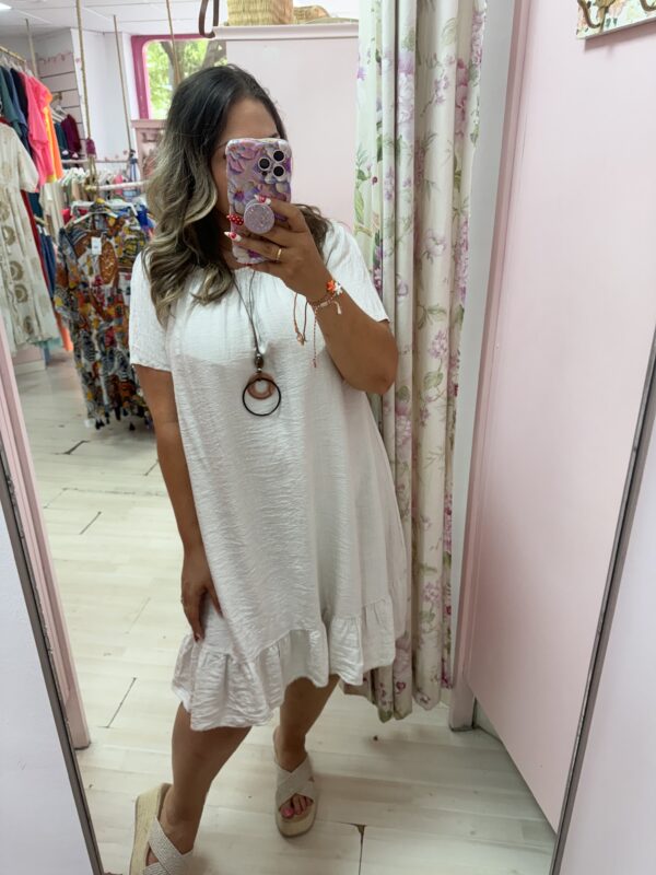 Vestido corto manga rizo - Imagen 4