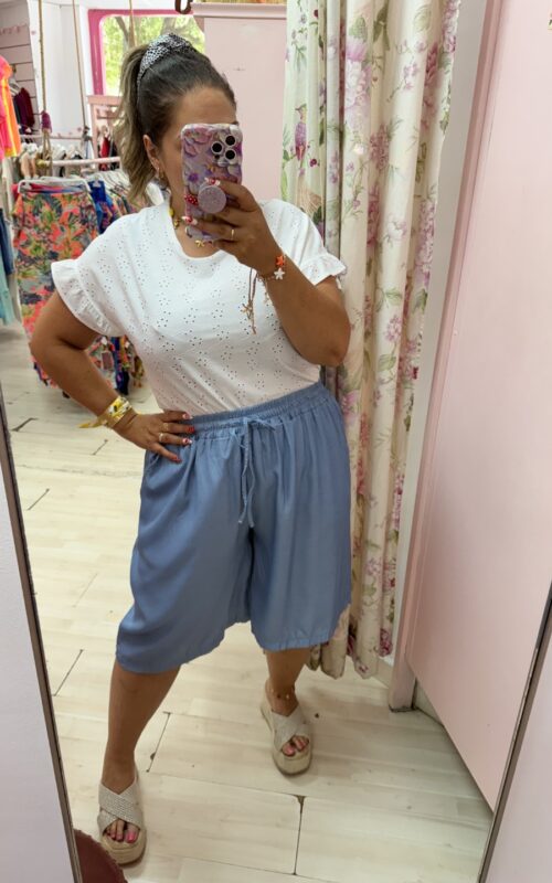 Pantalon bermuda grande fluido
