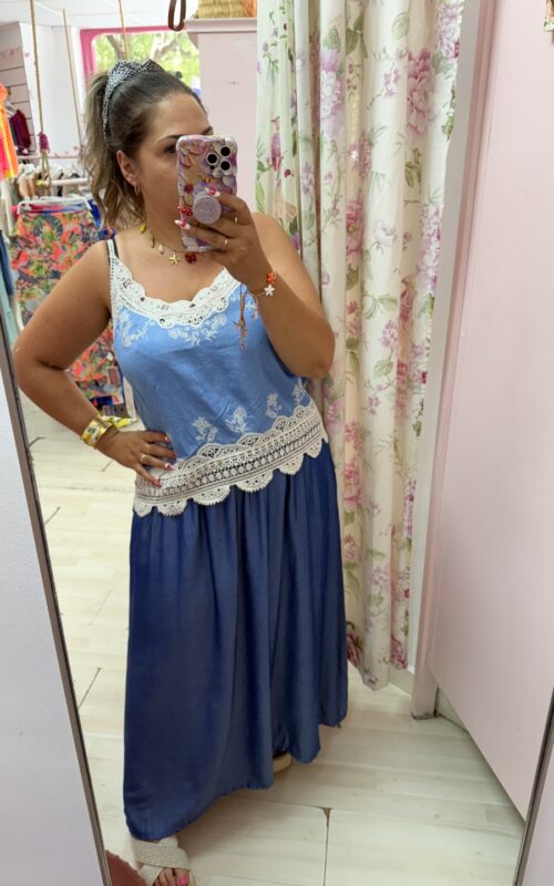 Camiseta vaquera encaje