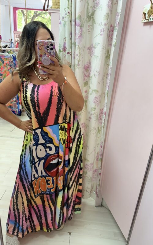 Vestido licra fria estampado color