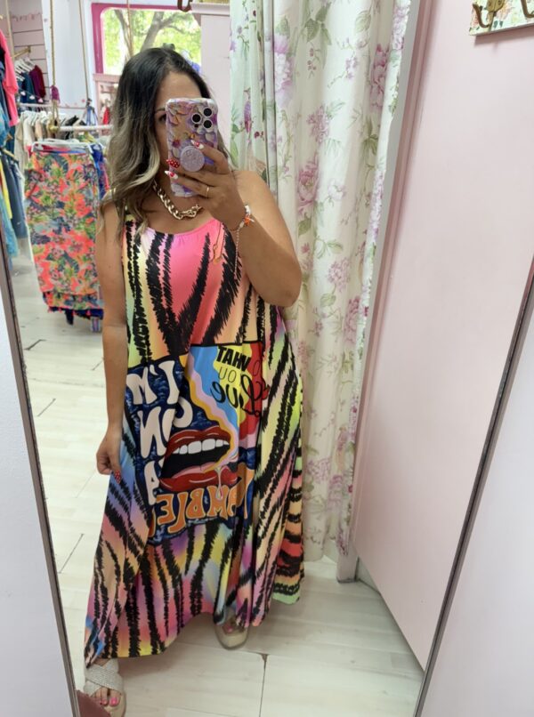 Vestido licra fria estampado color - Imagen 4