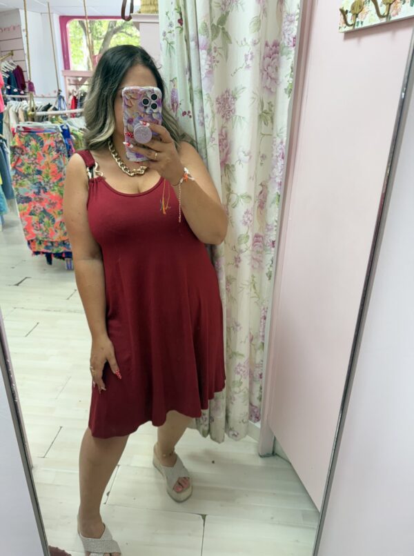 Vestido corto eslabon granate - Imagen 3