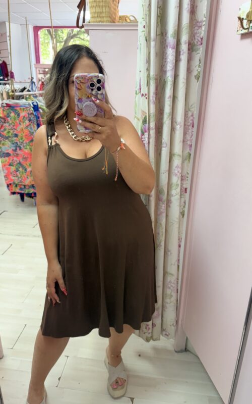Vestido corto eslabon chocolate