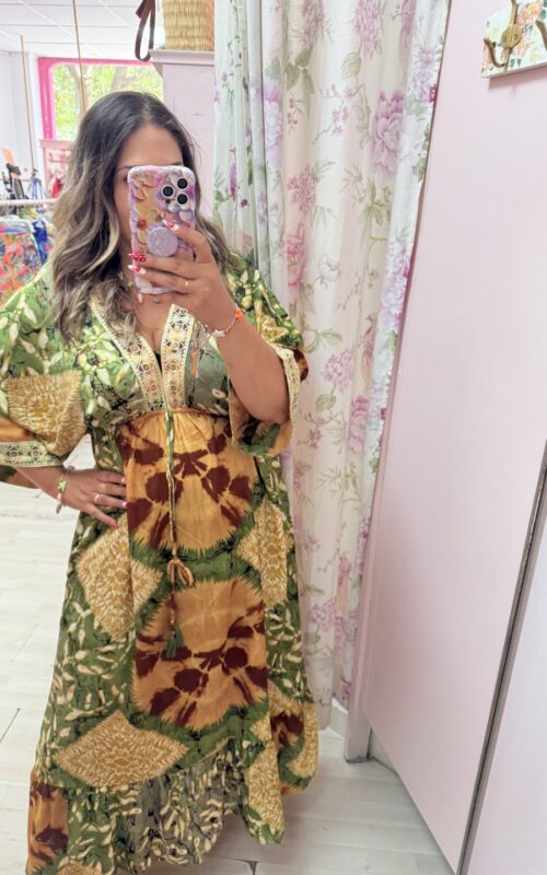 Vestido indio verde militar