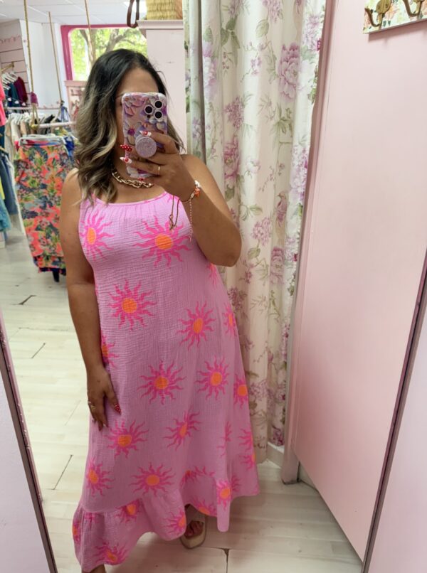 Vestido fucsia algodon espalda - Imagen 2