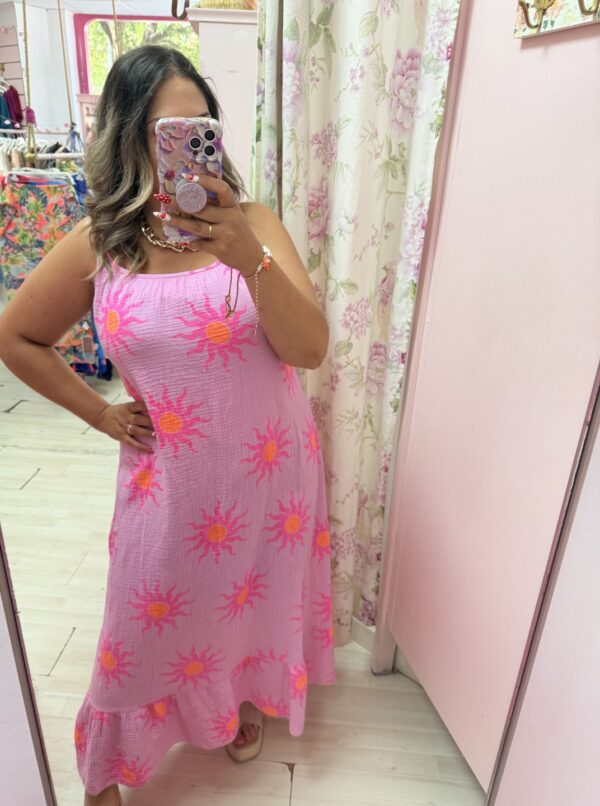 Vestido fucsia algodon espalda - Imagen 3