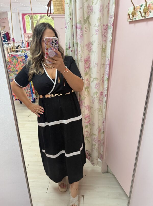 Vestido negro lineas blanco - Imagen 2