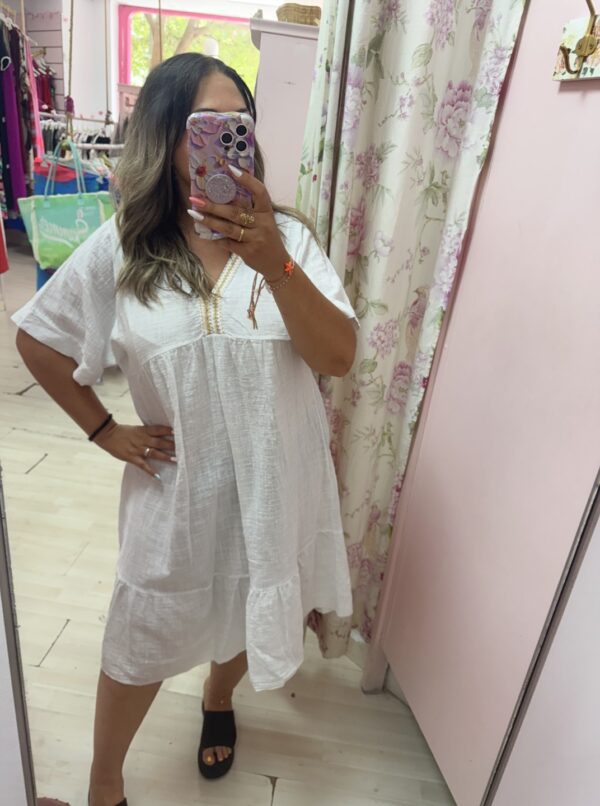 Vestido algodon escote pico