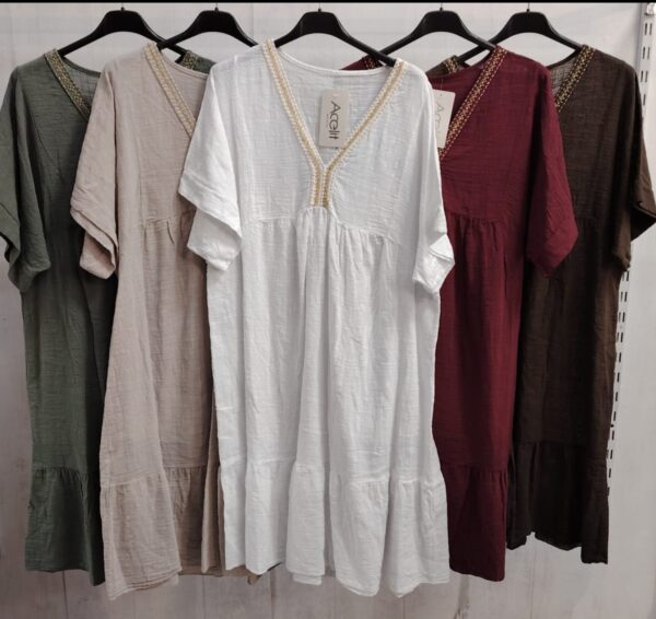 Vestido algodon escote pico - Imagen 3