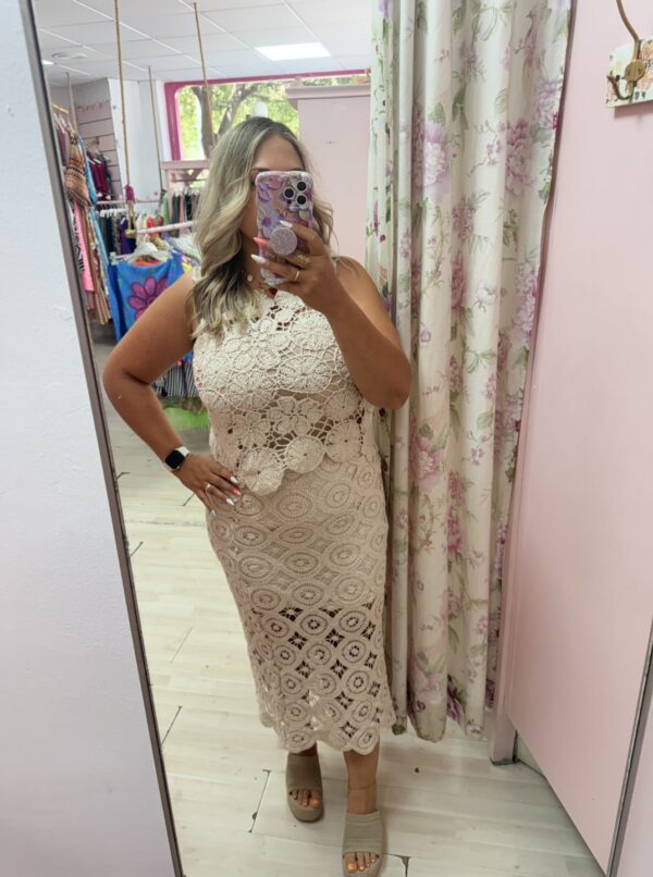 Top crochet beige redondo - Imagen 3