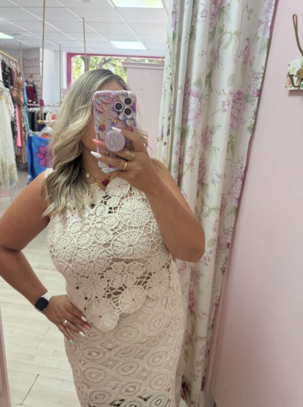 Top crochet beige redondo - Imagen 4