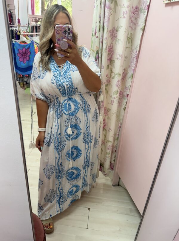 Vestido indio blanco y azul - Imagen 2