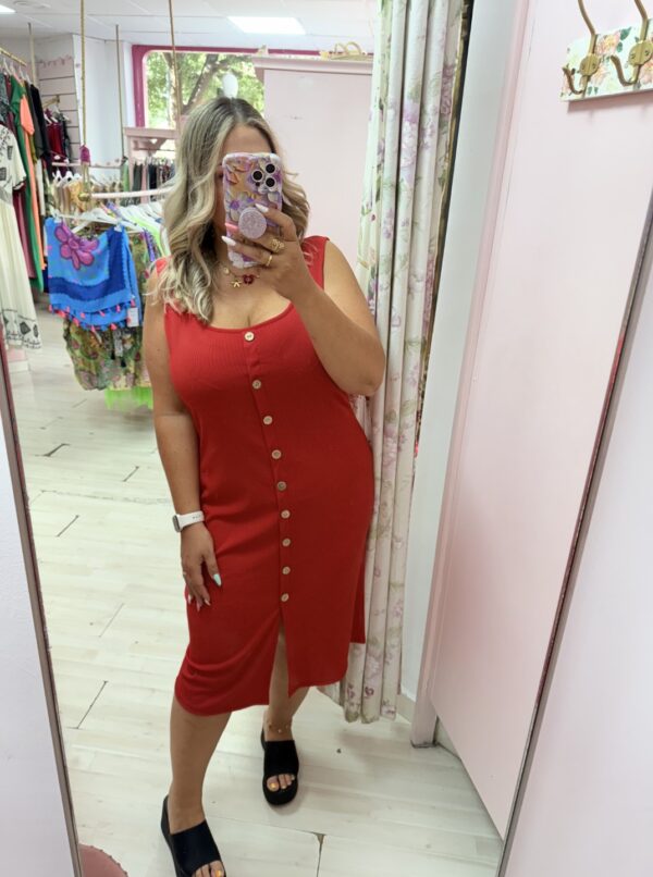 Vestido entallado botones tirantes - Imagen 2
