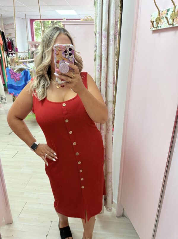Vestido entallado botones tirantes - Imagen 3