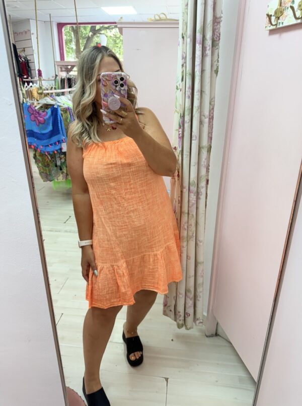 Vestido naranja corto fluor - Imagen 2