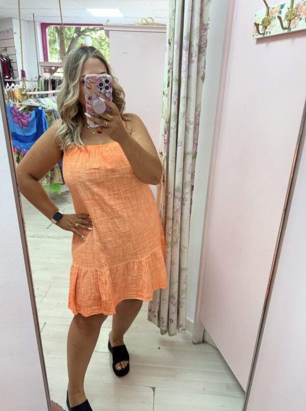 Vestido naranja corto fluor - Imagen 3