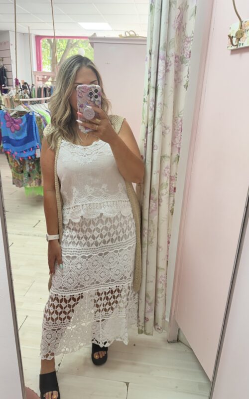 Top blanco blonda