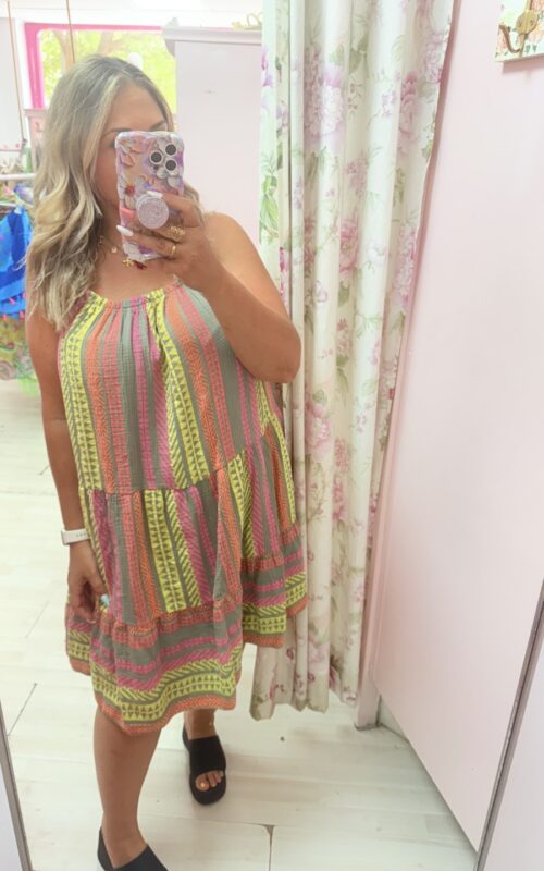 Vestido algodon rayas amarillo