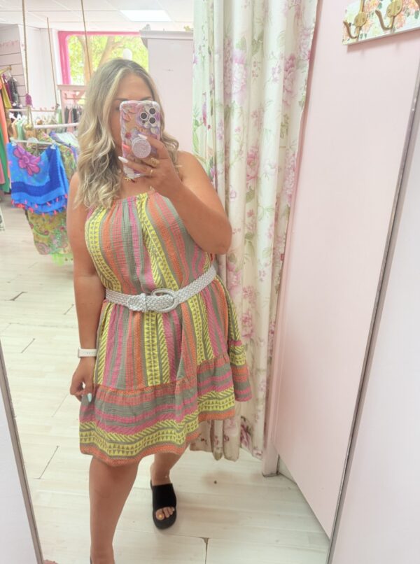Vestido algodon rayas amarillo - Imagen 5