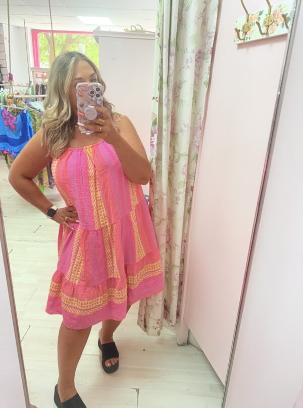 Vestido algodon rayas fucsia - Imagen 2