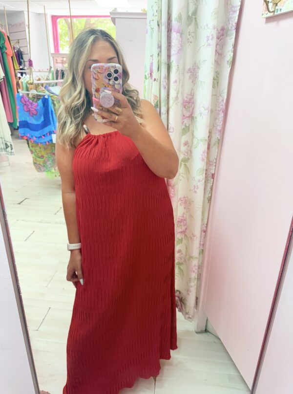 Vestido bolitas rojo - Imagen 2