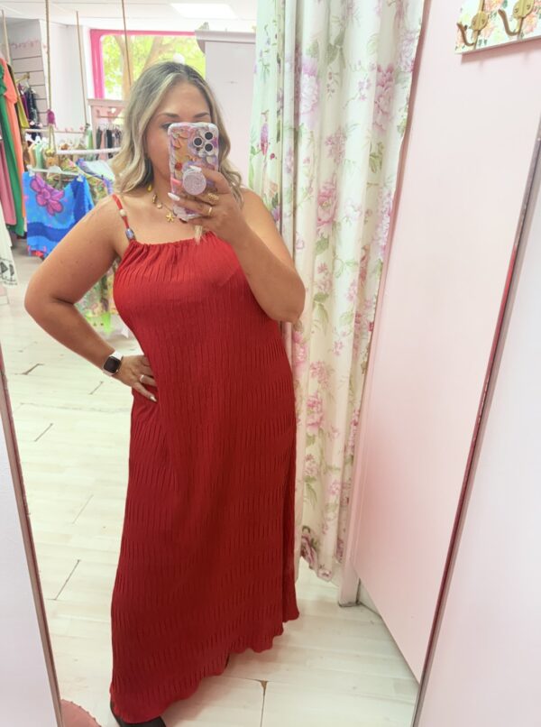 Vestido bolitas rojo - Imagen 3
