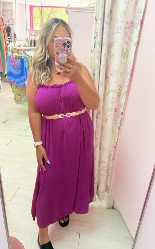 Vestido bolitas espalda buganvilla