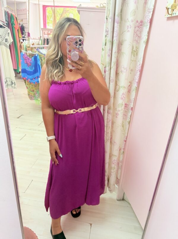 Vestido bolitas espalda buganvilla
