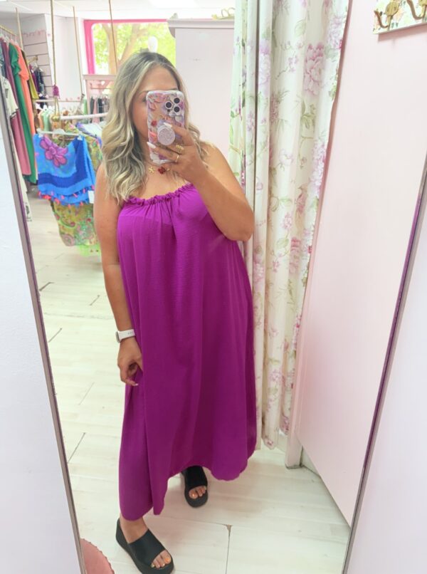 Vestido bolitas espalda buganvilla - Imagen 4