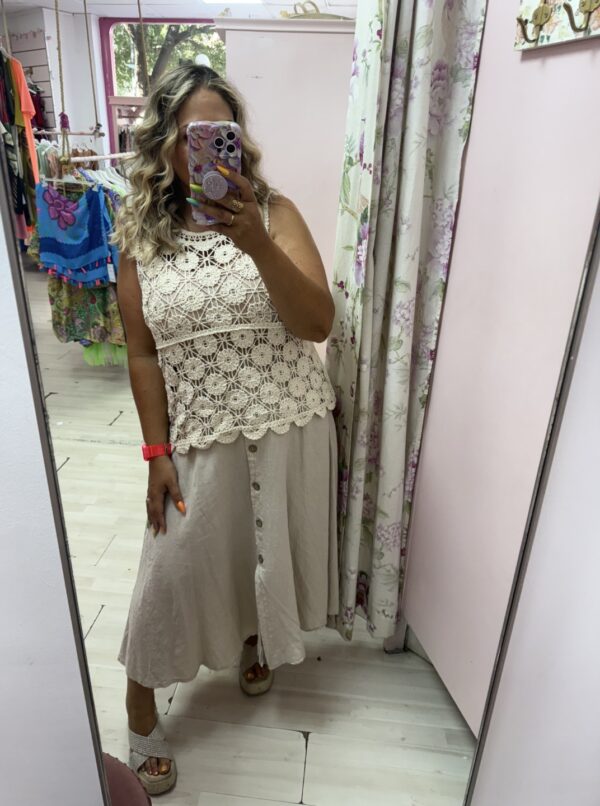 Camiseta crochet beige - Imagen 2