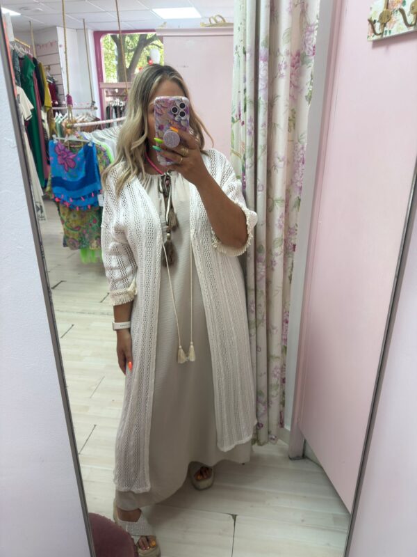 Kaftan largo encaje blanco roto - Imagen 3