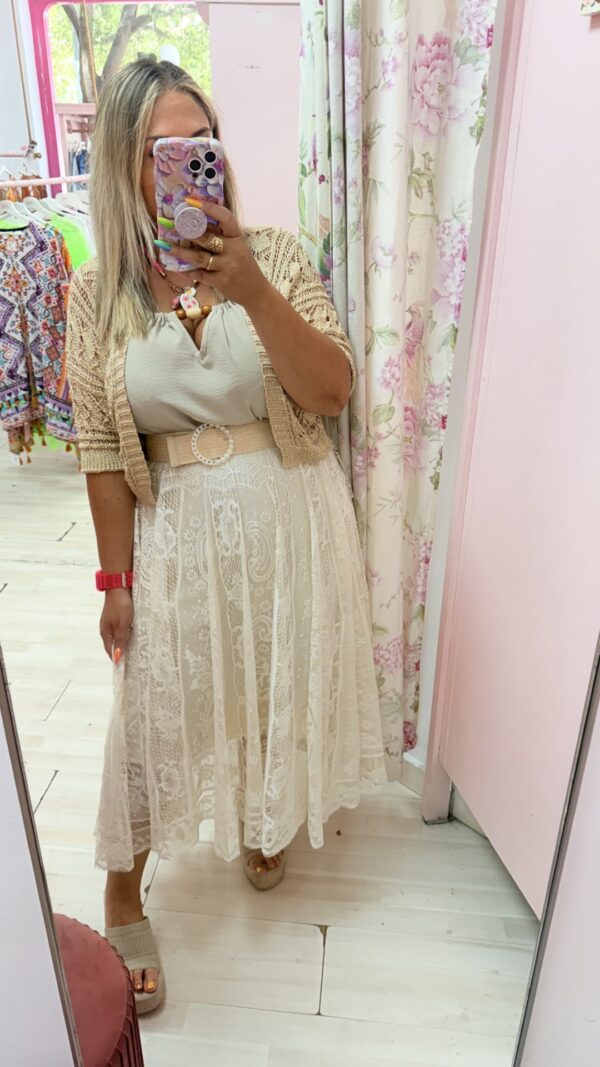 Falda encaje beige - Imagen 4