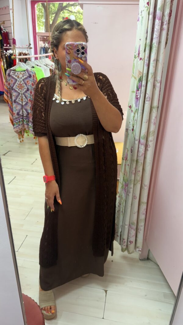 Kaftan crochet marron - Imagen 3