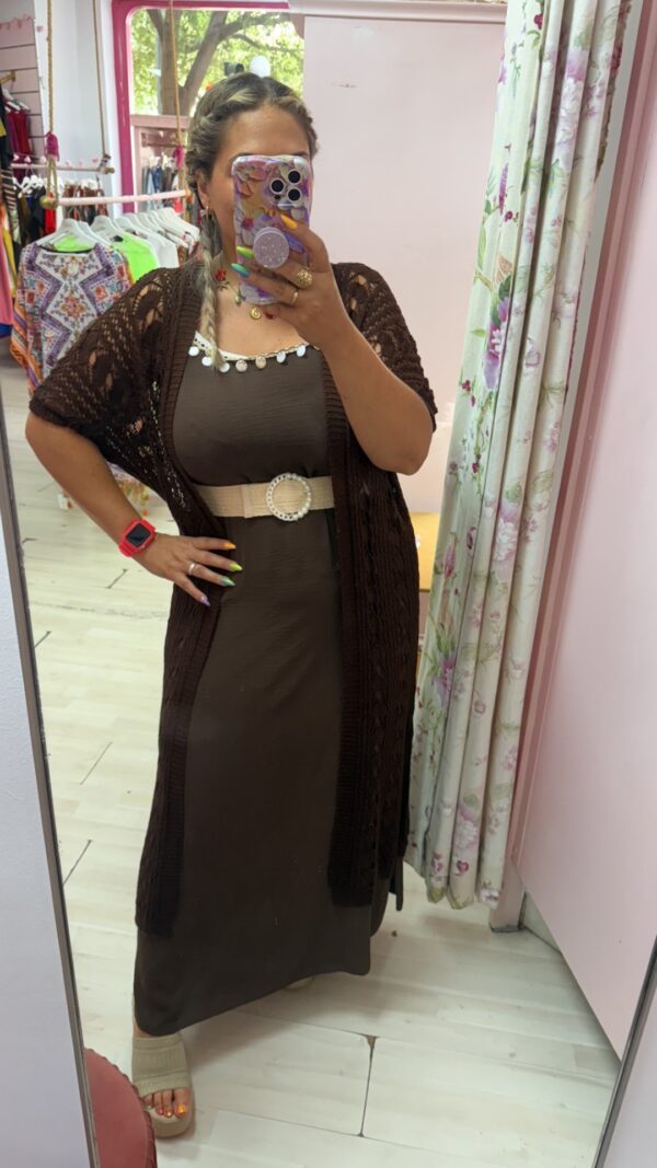 Kaftan crochet marron - Imagen 4