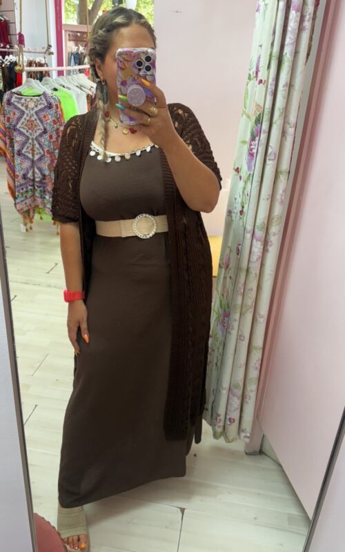 Kaftan crochet marron