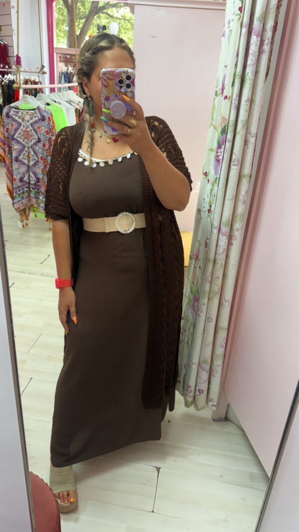 Kaftan crochet marron