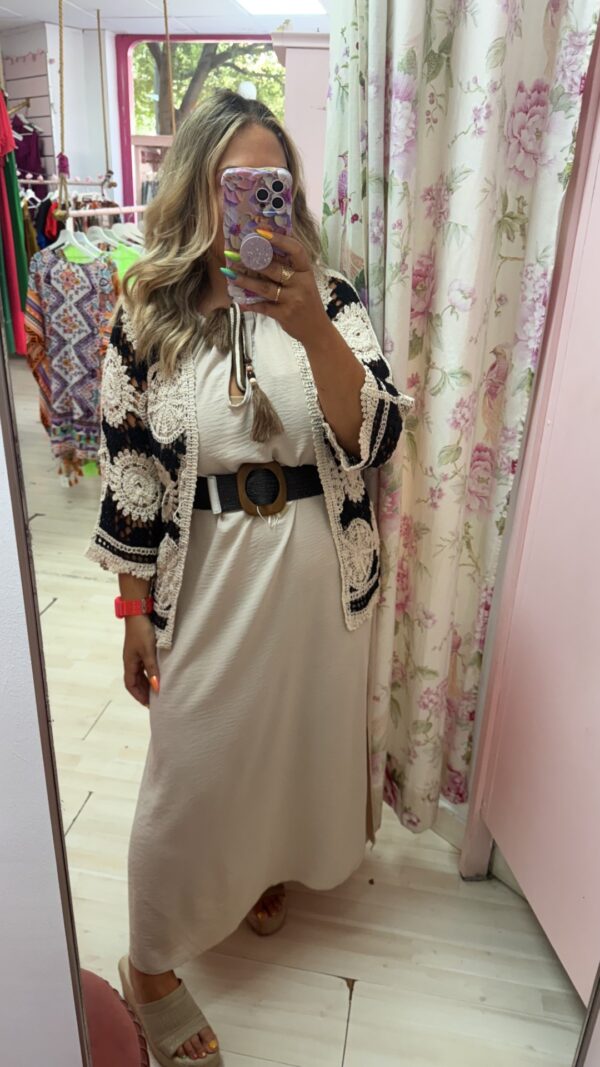 Vestido beige pompon - Imagen 4