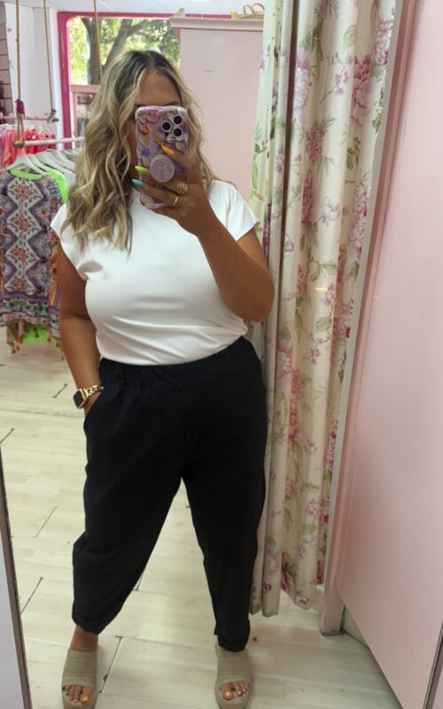 Pantalon fino elastico negro